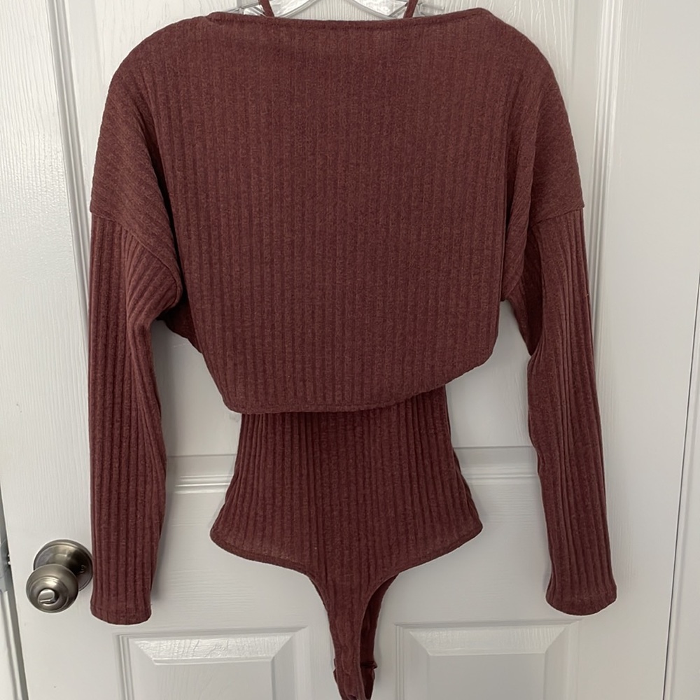 Astr Ribbed Brown Bodysuit - Picture 4 of 8